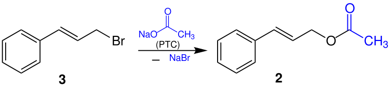 File:(E)-Cinnamyl acetate PTC Synthesis V1.svg